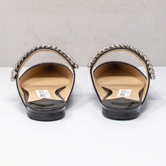 Jimmy Choo Bing Crystal Strap Patent Leather Flat Mules Size 6.5 US (36.5 EU) - Picture 7 of 9
